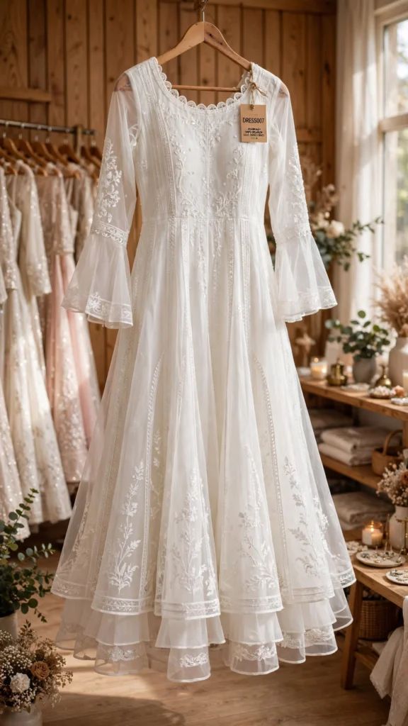 Ethereal Ivory Floral Embroidered Organza Anarkali Gown - Photo 2