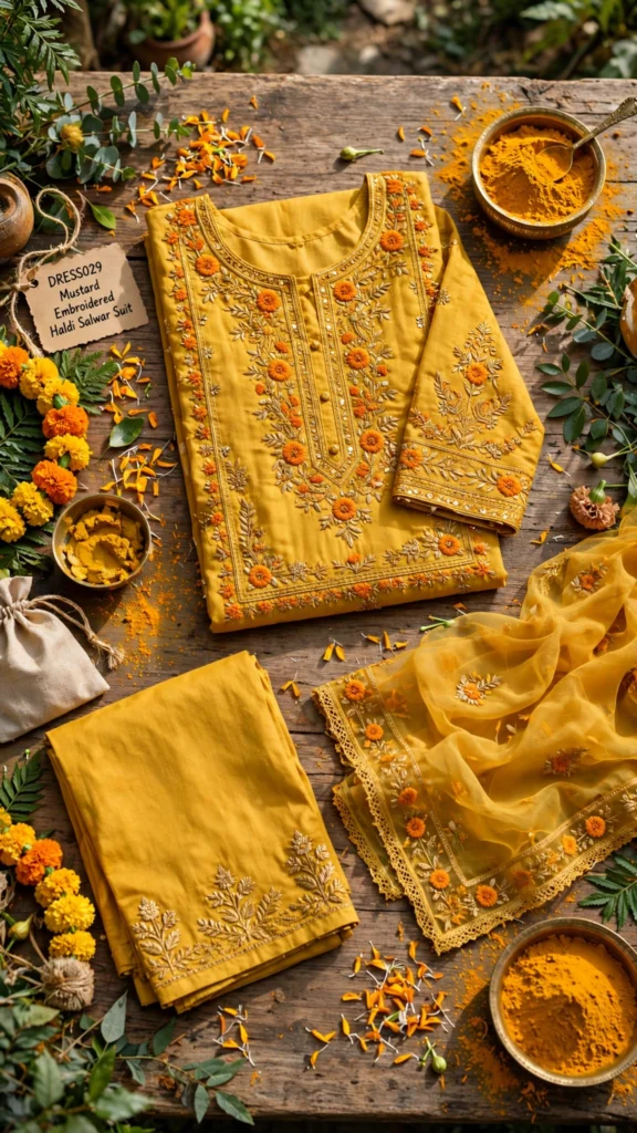 Sun-Kissed Mustard Floral Embroidered Haldi Sharara Set - Photo 2