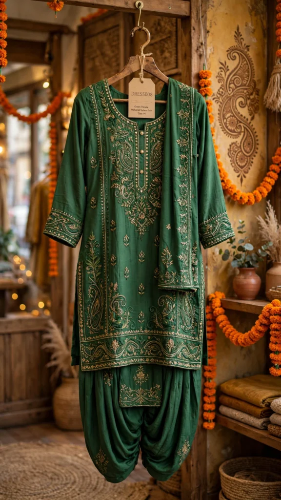 Emerald Festivity Embroidered Salwar Suit – Available in Deep Emerald & Sage Green - Photo 1