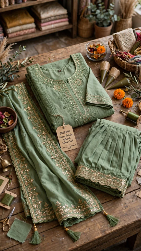 Emerald Festivity Embroidered Salwar Suit – Available in Deep Emerald & Sage Green - Photo 3
