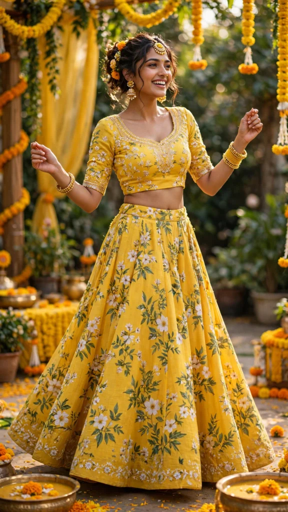 Sun-Kissed Floral & Gota Patti Lehenga Set – Available in Vibrant Yellow Floral & Golden Haldi Yellow - Photo 3