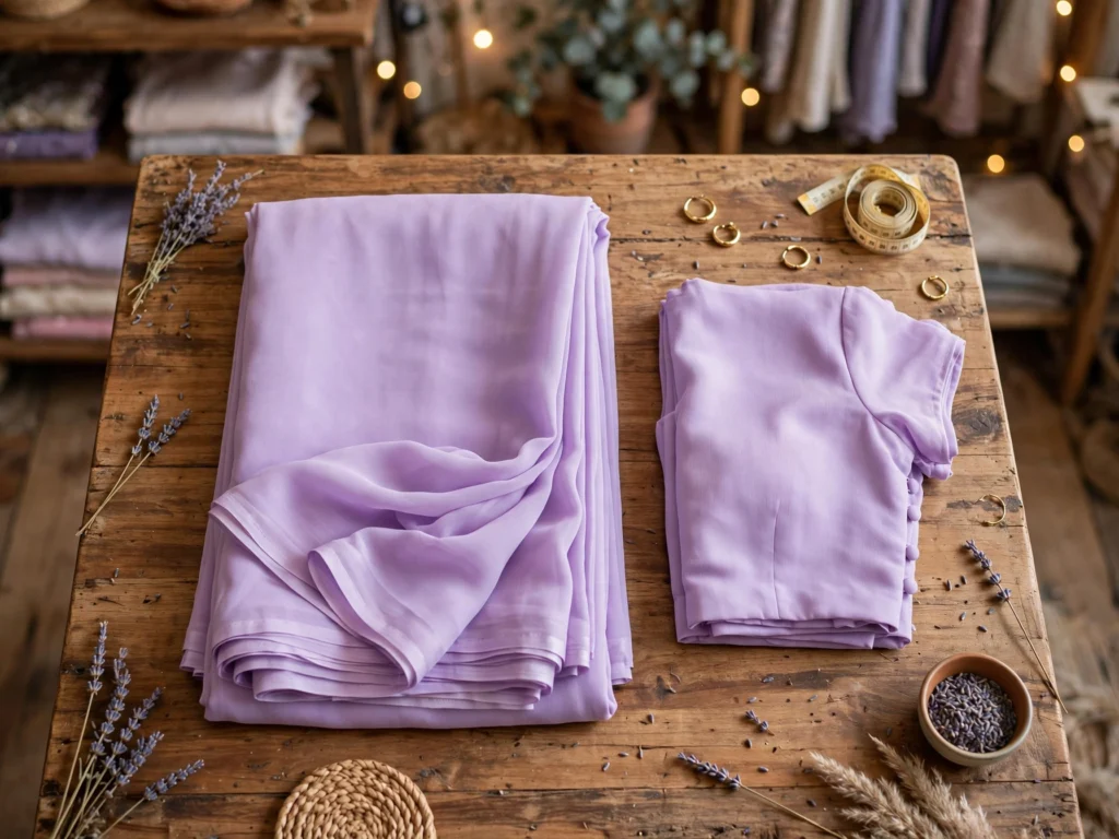 Elegant Lavender Co-ord Drape Set & Floral Serenity Saree – Available in Lavender & Floral Blue - Photo 2