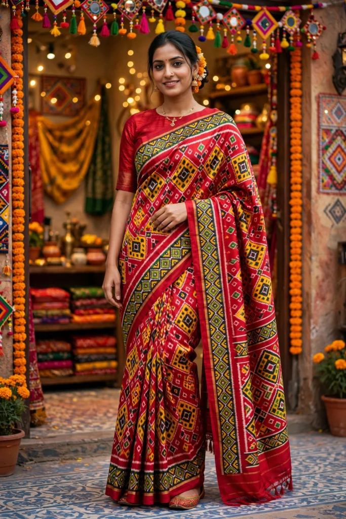 Heritage Patola & Ethereal Chiffon Saree Collection – Available in Festive Crimson & Serene Sage - Photo 2