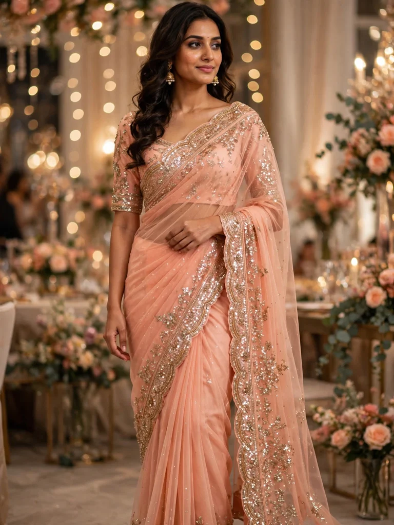 Opulent Traditional Heirloom Saree Collection – Available in Peach, Rose Pink & Cream, and Crimson Red