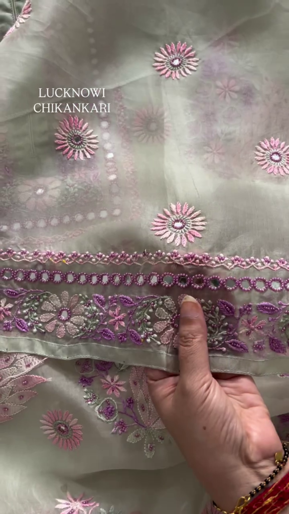 Elegant Chikankari Kurta with Mirror Work - Photo 4