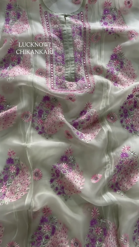 Elegant Chikankari Kurta with Mirror Work - Photo 2