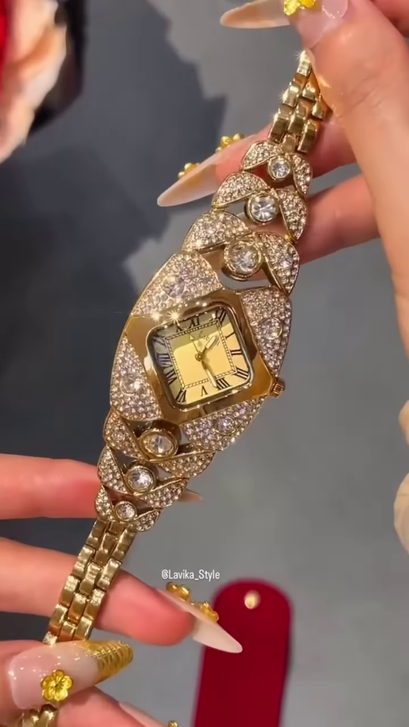 Opulent Gold-Toned Statement Watch and Bracelet Set - Photo 1