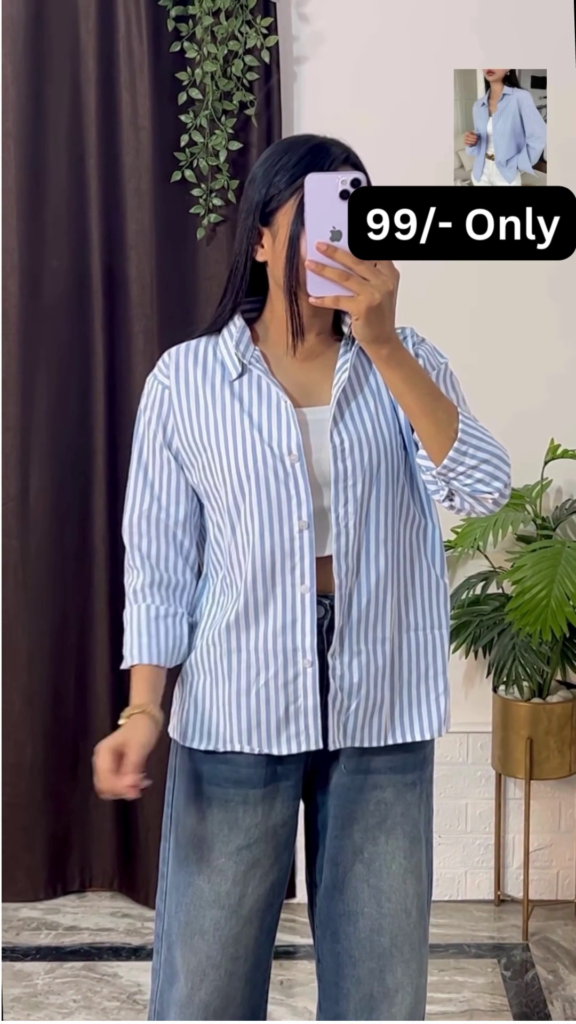 Stylish Brown Overshirt with Black Crop Top and Jeans - Photo 8